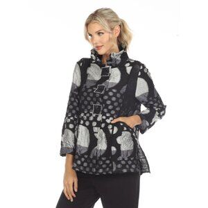 Moonlight: Three Squares Jacket Gray and Black Polka Dot